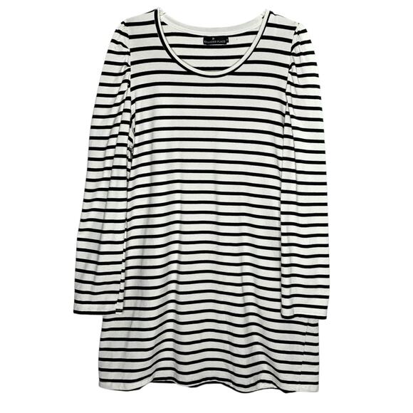 Tuckernuck XXL Pomander Place Navy Stripe Mini Tee Dress Tunic Black Cream - Picture 1 of 8